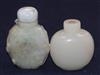 A Chinese jadeite snuff bottle and a glass snuff bottle                                                                                