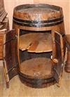 A staved wood barrel, converted into a bar H.91cm                                                                                      