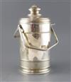 A 20th century Cartier sterling silver double handled ice bucket and cover, 30.5cm.                                                    