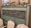 A light green carved wood head and foot double bedstead W.165cm                                                                        