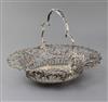 A George III pierced silver oval epergne basket, by Vere & Lutwyche, engraved with the Heneage family crest, 32.5 oz.                  