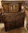 A reproduction oak court cupboard                                                                                                      