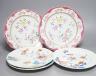 Two pairs of 18th century Chinese famille rose plates and an Imari plate, 26cm                                                                                                                                              
