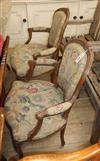 A pair of Louis XV style walnut fauteuils                                                                                              