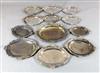 A set of twelve 19th century Sheffield plate shaped oval meat dishes, engraved with the Heneage family crest,                          