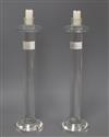 A pair of modern glass candlesticks height 36cm                                                                                        