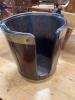 A George III brass bound staved mahogany plate bucket, 33cm diameter, height 33cm                                                                                                                                           