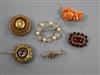 Six assorted Victorian and later gem set brooches including diamond set and 9ct yellow metal etc.                                      