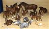 A collection of Beswick horses and badgers                                                                                             