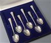 A cased set of six 1960's silver coffee spoons.                                                                                        