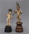 Two South American carved and painted wood figures tallest 41cm                                                                        