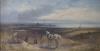 James Walsh (19th century), oil on canvas, Beach scene with cart horses, indistinctly inscribed verso, 17 x 31cm                                                                                                            