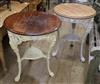 A pair of Victorian mahogany topped cast iron pub tables W.61cm and W.65cm.                                                            