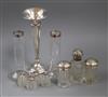 A silver trumpet vase, a silver mounted glass scent bottle and other items.                                                            