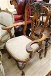 A George I style walnut and parcel gilt carver chair                                                                                   