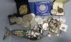 A quantity of mixed costume jewellery, an articulated fish, coins etc                                                                                                                                                       