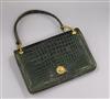 A Hermes green crocodile skin handbag length 25cm                                                                                      