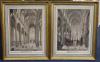 Auguste Joron (fl.c.1820), Cathedral interiors, pair of watercolours en grisaille, 44 x 33.5cm                                                                                                                              