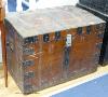 A Victorian iron bound oak silver chest. W-75, D-53, H-52cm.                                                                                                                                                                