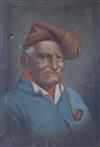 Italian School, oil on canvas, portrait of a man smoking a pipe, 38 x 25cm                                                             