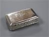 A George IV silver snuff box, Thomas Shaw, Birmingham, 1823 (a.f.), 78mm.                                                              