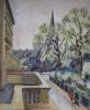 Elizabeth Goudge (1900-1984), oil on canvas, Warwick Square, an abstract verso, 55 x 45cm                                                                                                                                   