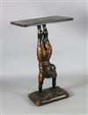 A 20th century carved and painted wood occasional table, W.1ft 9.5in. D.1ft 1.5in. H.2ft 8in.                                          