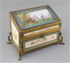 A Sevres style ormolu mounted stationery casket, late 19th century, W. 29.5cm                                                          