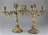 A pair of 19th century French Louis XVI style ormolu candelabra, height 16.5in.                                                        