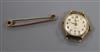 A lady's 9ct gold Rotary manual wind wrist watch (no strap) and a 9ct tie pin.                                                         