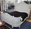 A French Louis XVI style bed painted in grey and cream W.164cm                                                                         