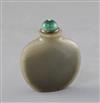 A Chinese grey jade snuff bottle, 19th century, 5.7cm excluding silver and malachite stopper                                           