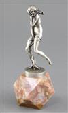 Maurice Guiraud-Rivière (1887-1947). A silvered bronze figure of a semi-clad woman, total height 8.5in.                                