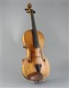 A school of Panormo violin, labelled 'Vicenzo Panormo, Londra 1793' in ink, length of back 35.2cm, minor restorations                  