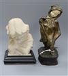 A French bronze signed Gory and an alabaster bust of a young girl tallest 19cm                                                         