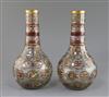 A pair of Bohemian Ottoman Market glass bottle vases, late 19th century, h. 28.5cm                                                     