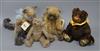 A toy cat and three Artist bears Cat 30cm high                                                                                         