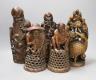 Five Chinese bamboo carvings of fishermen, immortals and a duck, 19th/20th century - tallest 32cm                                                                                                                           