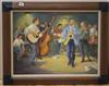 Jo Hodder, oil on board, musicians                                                                                                     