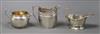 Three assorted George V silver cream jugs, 11 oz.                                                                                      