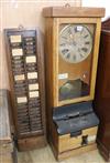 A National clocking in clock and BME card holder clock W.35cm holder W.22cm                                                            