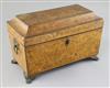 A Regency penwork sarcophagus tea caddy, 12.5in.                                                                                       
