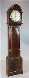 An early 19th century brass inlaid mahogany longcase clock, Magine, Pimlico, 6ft 6.5in.                                                