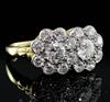 An 18ct yellow gold, platinum and diamond double cluster ring, approx 2.2ct total, size N.                                             