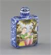 A Chinese enamelled porcelain rectangular snuff bottle, Daoguang mark possibly Republic period, H.8cm incl. stopper                    