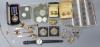 A 9ct and paste set ring, a 9ct gold aeroplane stud, 10kt cross pendant necklace and a quantity of other jewellery, watch, coins etc. including costume.                                                                    