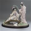 A Lladro figure of geisha overall height 33cm                                                                                          