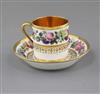 A Sevres porcelain coffee can and saucer, c.1820, diameter 13cm                                                                        