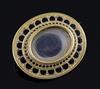 A Victorian gold and black enamel oval mourning brooch, 40mm.                                                                          