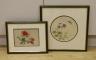 Two early 20th century Chinese botanical embroidered silk panels                                                                                                                                                            